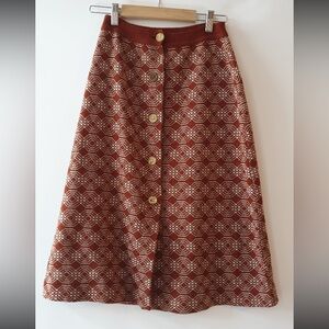 RARE 1970s Vintage Mod Knitted A-Line Skirt